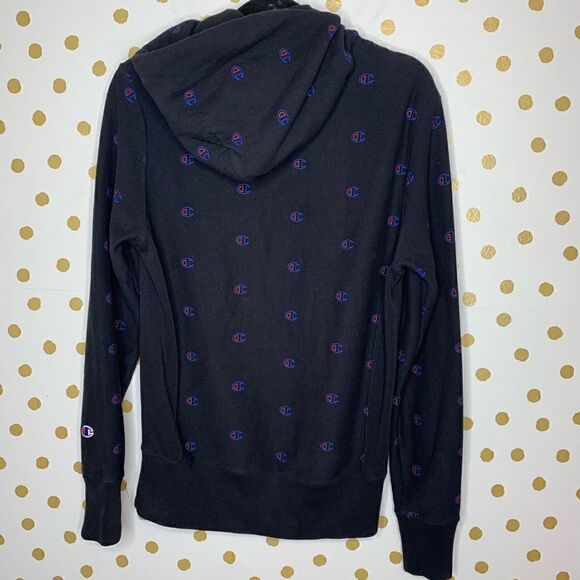 CHAMPION Reverse Weave All Over Logo Hoodie M - Picture 6 of 6